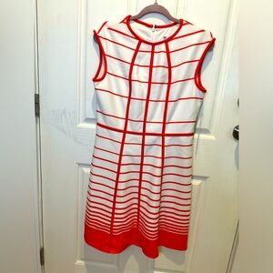 Orange and white sleeveless dress